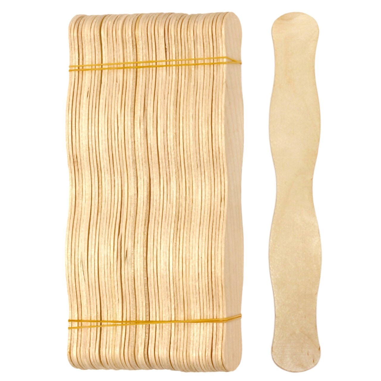 CraftySticks Wavy Wooden Fan Handle Sticks – 8 Inch Birch Wood for Crafts, DIY Fans, and Promotional Use, Natural
